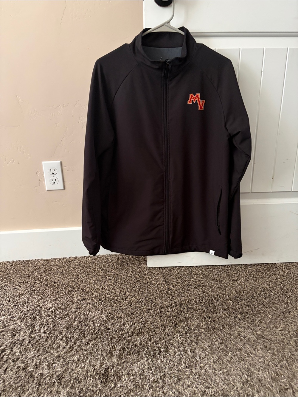 Men's Black Zip-Up Jacket with MV Logo